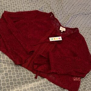 Luxurious Burgundy Lace Robe